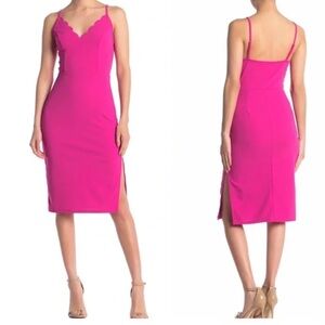 LIKE NEW Barbiecore Socialite Scallop Trim Bodycon spaghetti strap dress